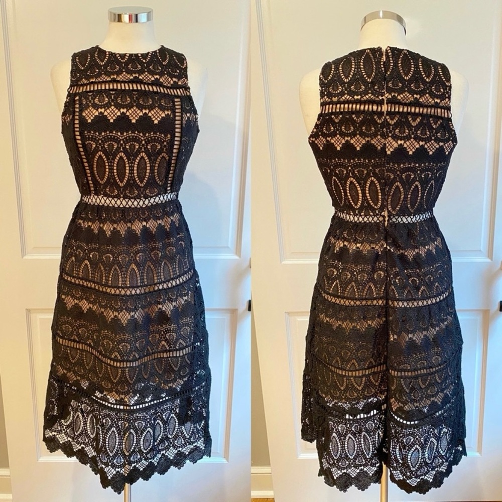 J.O.A. Los Angeles Black Lace Cocktail Dress Sz S